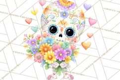 Valentine Sugar Skull Skeleton Clipart, Calavera PNG Art Product Image 3