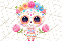Valentine Sugar Skull Skeleton Clipart, Calavera PNG Art Product Image 4