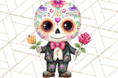Valentine Sugar Skull Skeleton Clipart, Calavera PNG Art Product Image 5