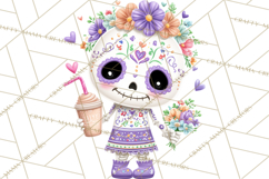 Valentine Sugar Skull Skeleton Clipart, Calavera PNG Art Product Image 2