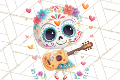 Valentine Sugar Skull Skeleton Clipart, Calavera PNG Art Product Image 4