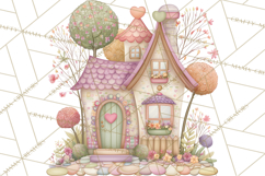 Heart Homes Valentine Clipart, Cozy Cottage PNG Product Image 2