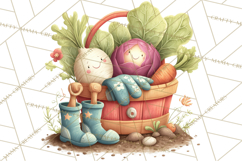 Farm Animals Gardening Clipart PNG, Garden Farm Animals Product Image 3