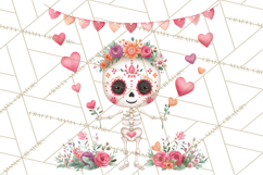 Valentine Sugar Skull Skeleton Clipart, Calavera PNG Art Product Image 5