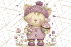 Sweet Treat Animals Clipart, Valentine Cupcake Cat PNG Product Image 4