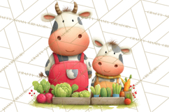 Farm Animals Gardening Clipart PNG, Garden Farm Animals Product Image 2