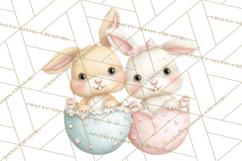 Easter Bunnies Clipart, Cute Cartoon Bunnies Png Product Image 4