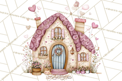 Heart Homes Valentine Clipart, Cozy Cottage PNG Product Image 3