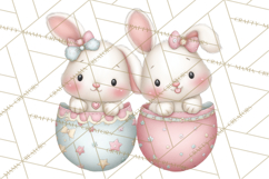 Easter Bunnies Clipart, Cute Cartoon Bunnies Png Product Image 2