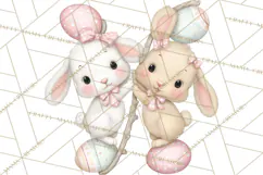 Easter Bunnies Clipart, Cute Cartoon Bunnies Png Product Image 4