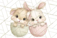 Easter Bunnies Clipart, Cute Cartoon Bunnies Png Product Image 5