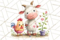 Farm Animals Gardening Clipart PNG, Garden Farm Animals Product Image 4