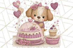 Sweet Treat Animals Clipart, Valentine Cupcake Cat PNG Product Image 5