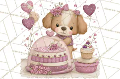 Sweet Treat Animals Clipart, Valentine Cupcake Cat PNG Product Image 5