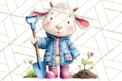 Farm Animals Gardening Clipart PNG, Garden Farm Animals Product Image 2