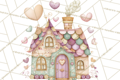 Heart Homes Valentine Clipart, Cozy Cottage PNG Product Image 4