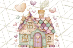 Heart Homes Valentine Clipart, Cozy Cottage PNG Product Image 4