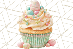 Easter Cupcakes Clipart, Pastel Easter Desserts, Bakery Png Product Image 4