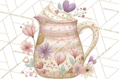 Valentine Tea Party Clipart, Romantic Teapot and Cup PNG Product Image 5