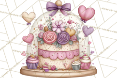 Valentine Tea Party Clipart, Romantic Teapot and Cup PNG Product Image 2