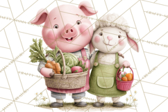 Farm Animals Gardening Clipart PNG, Garden Farm Animals Product Image 2