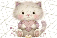Sweet Treat Animals Clipart, Valentine Cupcake Cat PNG Product Image 3
