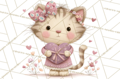 Sweet Treat Animals Clipart, Valentine Cupcake Cat PNG Product Image 4