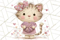 Sweet Treat Animals Clipart, Valentine Cupcake Cat PNG Product Image 4