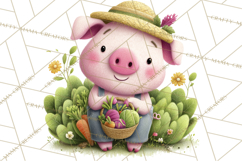 Farm Animals Gardening Clipart PNG, Garden Farm Animals Product Image 5