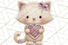 Sweet Treat Animals Clipart, Valentine Cupcake Cat PNG Product Image 5