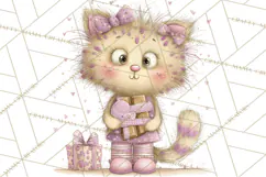 Sweet Treat Animals Clipart, Valentine Cupcake Cat PNG Product Image 3