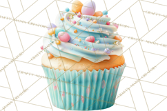 Easter Cupcakes Clipart, Pastel Easter Desserts, Bakery Png Product Image 5