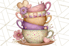 Valentine Tea Party Clipart, Romantic Teapot and Cup PNG Product Image 3