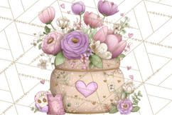 Valentine Tea Party Clipart, Romantic Teapot and Cup PNG Product Image 4