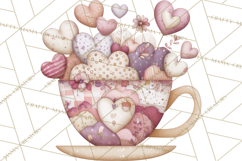 Valentine Tea Party Clipart, Romantic Teapot and Cup PNG Product Image 5