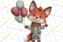 Cute New Year Clipart, Cartoon Animal New Year PNG Product Image 3