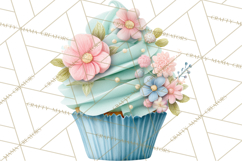 Easter Cupcakes Clipart, Pastel Easter Desserts, Bakery Png Product Image 4