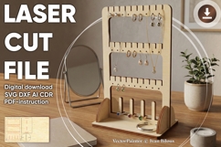 Jewelry Stand - Laser Cut file for Earrings and Rings Product Image 1