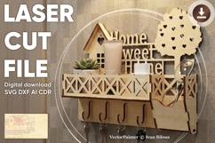 Keyholder - laser cut file, Home sweet home stand SVG laser Product Image 1
