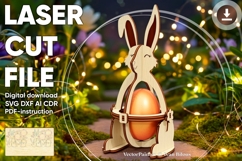 Kinder bunny holder - laser cut file, Glowforge pattern Product Image 1
