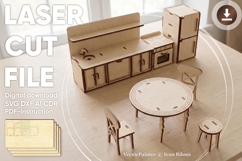 Kitchen dollhouse furniture - laser cut file Product Image 1