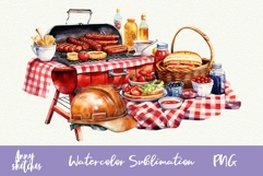Labor Day Watercolor Clipart Picnic and BBQ PNG 4th of July Product Image 1