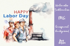 Labor Day Clipart Watercolor Sublimation PNG Labour Workers Product Image 1