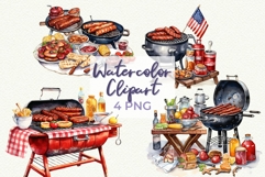 Labor Day Watercolor Clipart Bundle BBQ PNG 4th of July Product Image 1