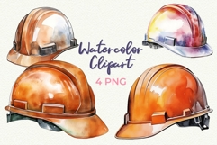 Labor Day Clipart Watercolor Sublimation PNG Labour Hard hat Product Image 1