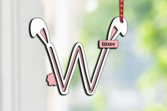 Laser Cut Letter W Easter Basket Tag Ornament SVG Bunny Gift Product Image 1