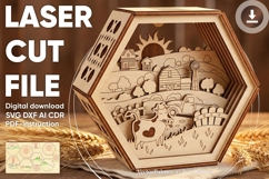 Farm layered picture - SVG laser cut file, cut pattern Product Image 1