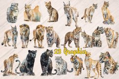 Wild Cats Watercolor Bundle - 23 Graphics PNG Product Image 2