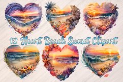 12 Heart Beach Sunset Clipart Product Image 1