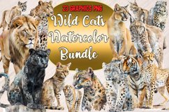 Wild Cats Watercolor Bundle - 23 Graphics PNG Product Image 1